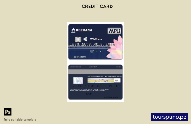lista para imprimir plantilla de tarjeta de crédito platino UnionPay de Myanmar 